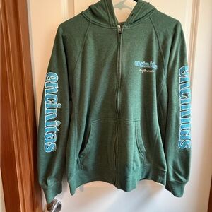 Encinitas Surfboards Zip-Up Hoodie in Forest Green